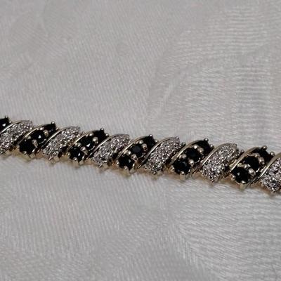 Vintage Ross Simons Sapphire and Diamond 7" Gold Vermeil Bracelet