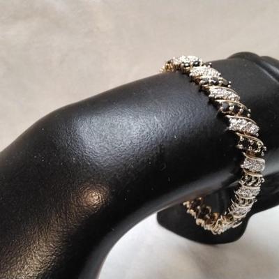 Vintage Ross Simons Sapphire and Diamond 7" Gold Vermeil Bracelet