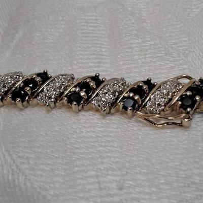 Vintage Ross Simons Sapphire and Diamond 7" Gold Vermeil Bracelet