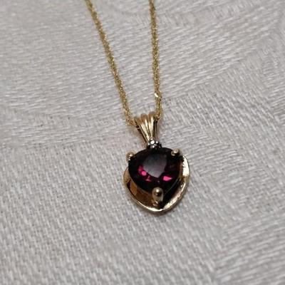 Vintage Cirari Ruby With Diamond Accent 10K 16" Necklace