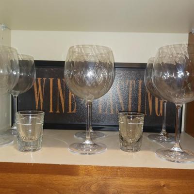 WINE TASTING SIGN, CRYSTAL STEMMED GLASSES AND MORE