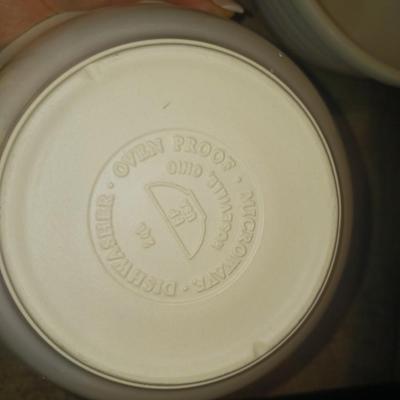 2 ROSEVILLE CLAY SERVING/MIXING BOWLS