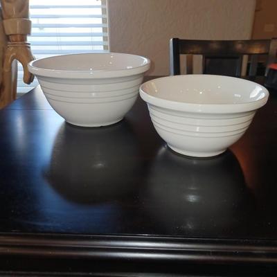 2 ROSEVILLE CLAY SERVING/MIXING BOWLS