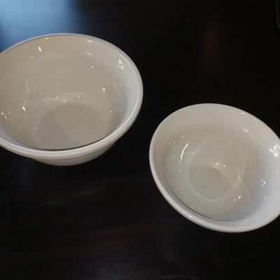 2 ROSEVILLE CLAY SERVING/MIXING BOWLS