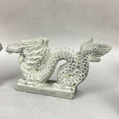 FR879 Vintage Yulin Stone Carved Dragon Sculptures