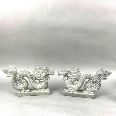 FR879 Vintage Yulin Stone Carved Dragon Sculptures