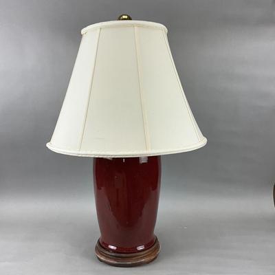 FR886 Vintage Large Oxblood Red Pottery Lamp