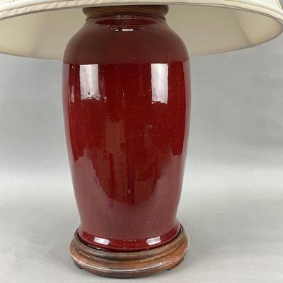 FR886 Vintage Large Oxblood Red Pottery Lamp