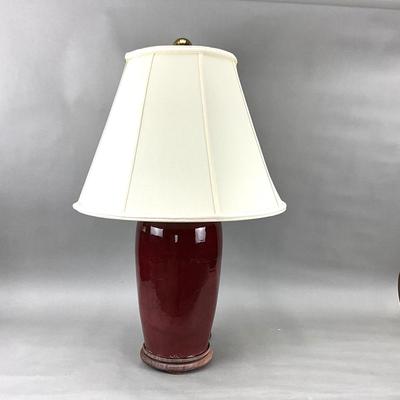 FR887 Vintage Large Oxblood Red Pottery Lamp
