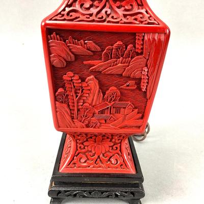 FR890 Vintage Asian Cinnabar Lamp