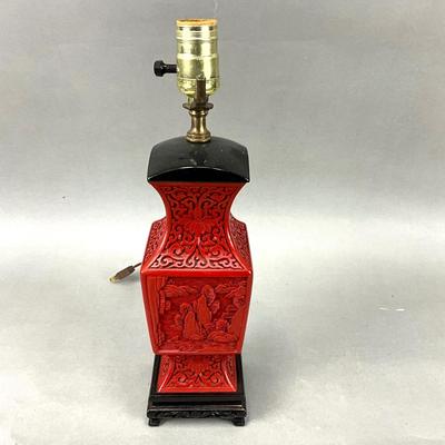 FR890 Vintage Asian Cinnabar Lamp