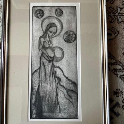 FR893 Vintage Motherhood Surrealist Etching