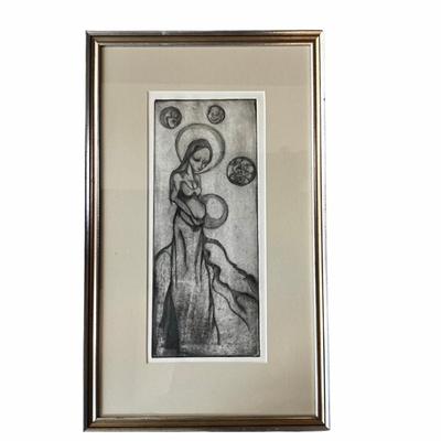 FR893 Vintage Motherhood Surrealist Etching