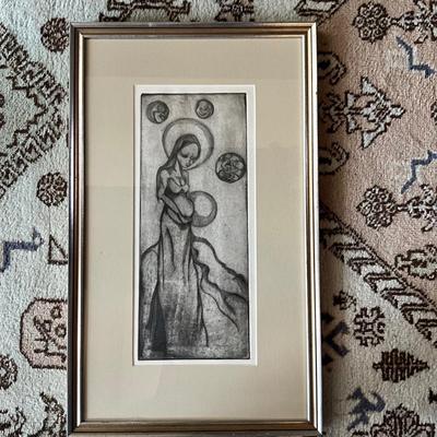 FR893 Vintage Motherhood Surrealist Etching