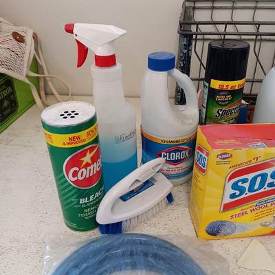 MAG-LITE, CLEANING CHEMICALS, MANY BOXES OF STICK MATCHES, MILK CRATE AND MORE