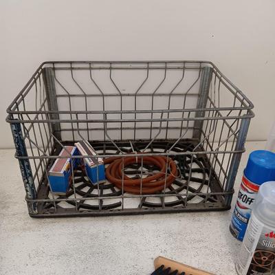 MAG-LITE, CLEANING CHEMICALS, MANY BOXES OF STICK MATCHES, MILK CRATE AND MORE
