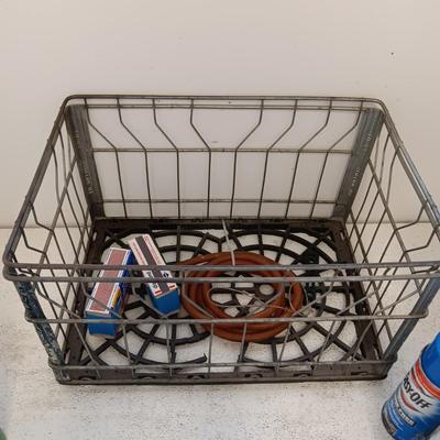 MAG-LITE, CLEANING CHEMICALS, MANY BOXES OF STICK MATCHES, MILK CRATE AND MORE