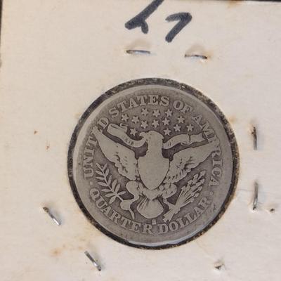 Set of 8 U. S. Mint Barber Silver Quarters Circulated (#6) Various Dates