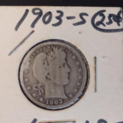 Set of 8 U. S. Mint Barber Silver Quarters Circulated (#6) Various Dates