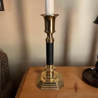 GH916 Pair of Barley Twist Wooden Candlesticks and Brass Candlestick Lamp