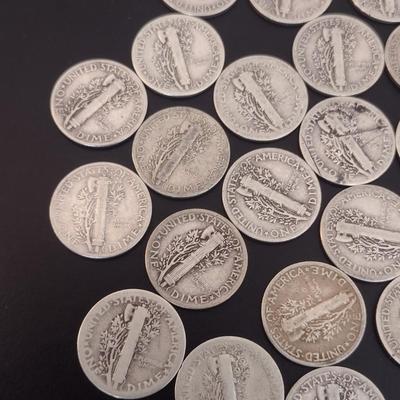 Assortment of U. S. Mint Mercury Head Silver Dimes Circulated (#9) Various Dates
