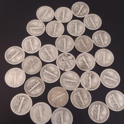 Assortment of U. S. Mint Mercury Head Silver Dimes Circulated (#9) Various Dates