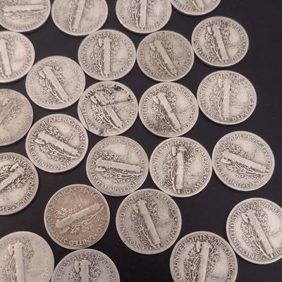 Assortment of U. S. Mint Mercury Head Silver Dimes Circulated (#9) Various Dates