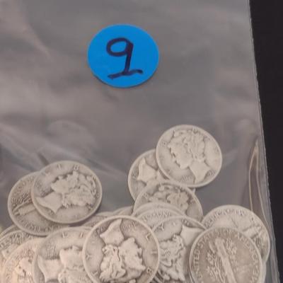 Assortment of U. S. Mint Mercury Head Silver Dimes Circulated (#9) Various Dates