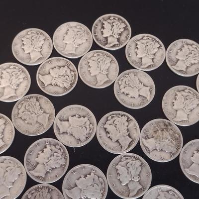 Assortment of U. S. Mint Mercury Head Silver Dimes Circulated (#9) Various Dates