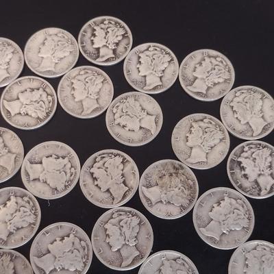 Assortment of U. S. Mint Mercury Head Silver Dimes Circulated (#9) Various Dates