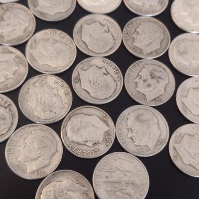 Assortment of U. S. Mint Roosevelt Head Silver Dimes Circulated (#10) Various Dates
