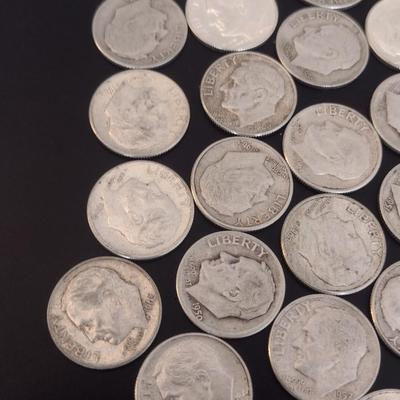 Assortment of U. S. Mint Roosevelt Head Silver Dimes Circulated (#10) Various Dates