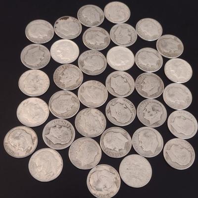 Assortment of U. S. Mint Roosevelt Head Silver Dimes Circulated (#10) Various Dates