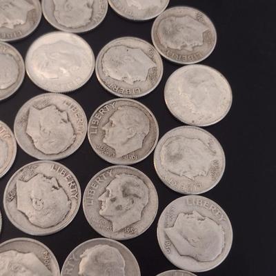 Assortment of U. S. Mint Roosevelt Head Silver Dimes Circulated (#10) Various Dates