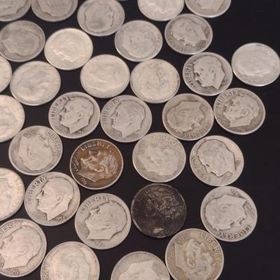 Assortment of U. S. Mint Roosevelt Head Silver Dimes Circulated (#11) Various Dates