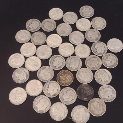 Assortment of U. S. Mint Roosevelt Head Silver Dimes Circulated (#11) Various Dates