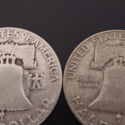Set of Four U.S. Mint Franklin Silver Half Doller Circulated (#14) Various Dates