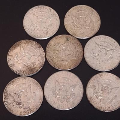 Set of 8 U.S. Mint Kennedy Silver Half Dollar Circulated (#16) Various Dates