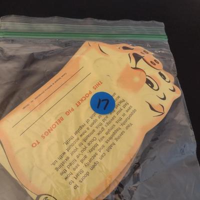 Pair of Vintage Pocket Pig Coin Saver Booklet First Federal S&L Hendersonville, NC Full Silver Dimes Various Dates (#17)