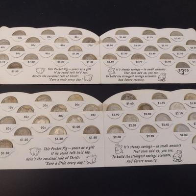 Pair of Vintage Pocket Pig Coin Saver Booklet First Federal S&L Hendersonville, NC Full Silver Dimes Various Dates (#19)