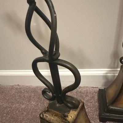 Set of Three Fleur Metal Standing Candle Holders