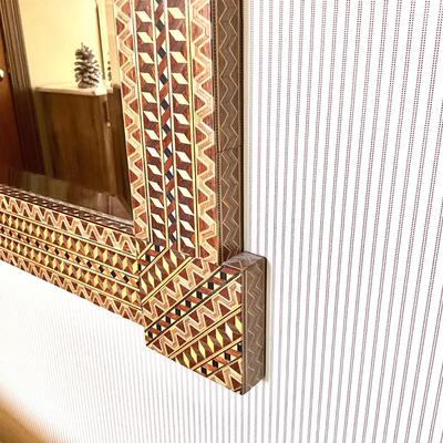 GH918 Vintage Marquetry Beveled Wall Mirror