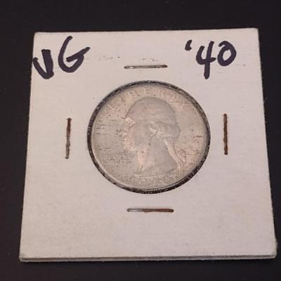 1940 U.S. Mint George Washington Silver Quarter Circulated VG (#26)