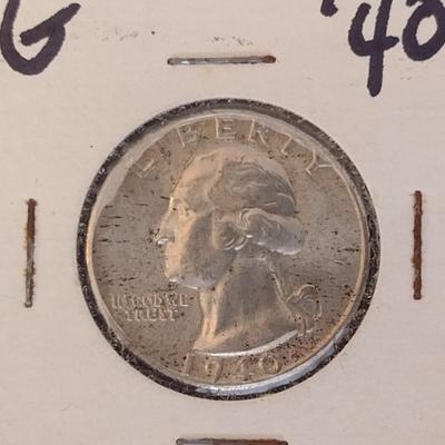 1940 U.S. Mint George Washington Silver Quarter Circulated VG (#26)