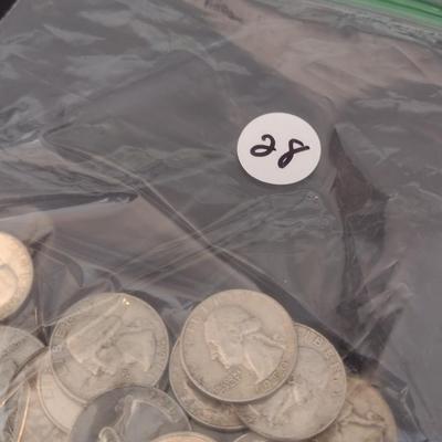Assortment of U.S. Mint George Washington Silver Quarter Circulated (#28) Various Dates