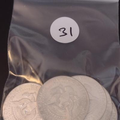 Set of 9 U.S. Mint Kennedy Silver Half Dollar Circulated (#31) 1964
