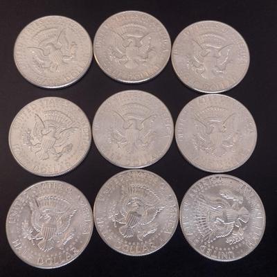 Set of 9 U.S. Mint Kennedy Silver Half Dollar Circulated (#31) 1964