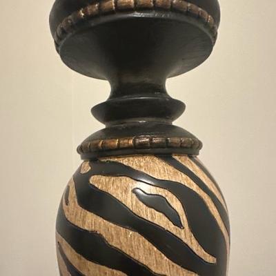 Pair Of Wooden Pillar Candle Holders