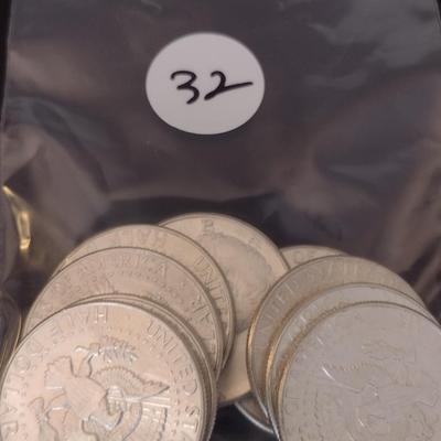 Set of 9 U.S. Mint Kennedy Silver Half Dollar Circulated (#32) 1964