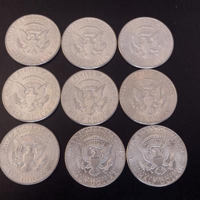 Set of 9 U.S. Mint Kennedy Silver Half Dollar Circulated (#32) 1964